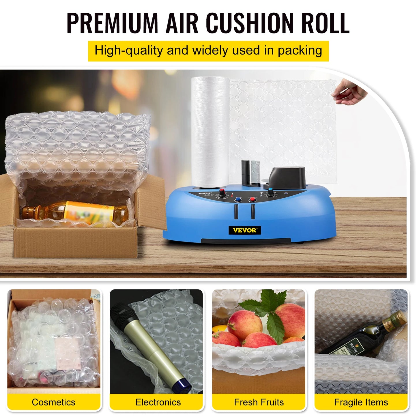 VEVOR 984Ft  Air Cushion Film Not inflated Bubble PE Air Cushion Wrap Film Packaging Shockproof Cushioning Wrap Rolls