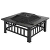 32" Metal Firepit Patio Backyard Garden Square Stove Cover Fire Pit Heat Brazier