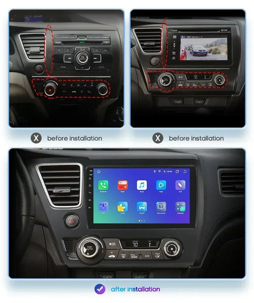 Hizpo For Honda Civic 9 2013 2014 2015 2016 Android 13 Carplay Car Radio Multimedia Video Player GPS Navigation 2 Din Autoradio