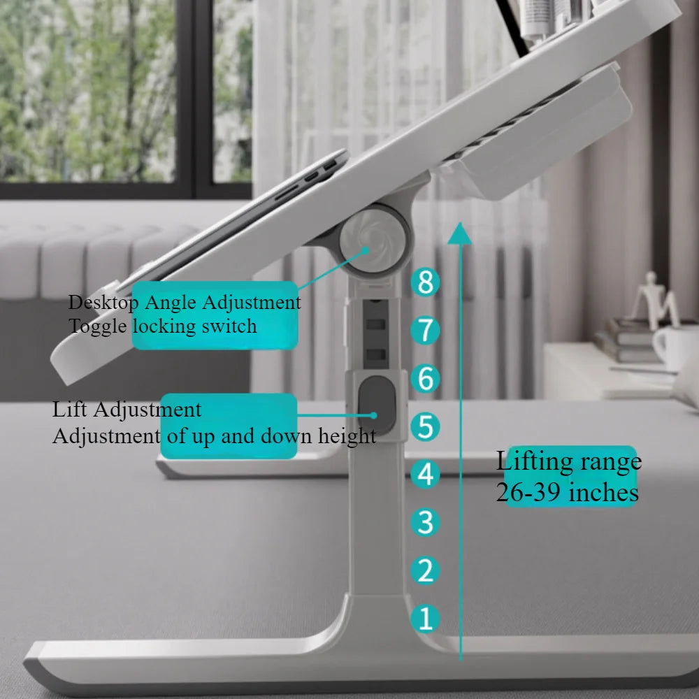 Foldable laptop bed tray table, height and angle adjustable laptop bed table, laptop table for bed/sofa/sofa chair/floor, laptop