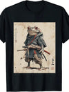 Vintage Samurai Frog Warrior T Shirt 100% Cotton Japanese Ukiyo e Art Round Neck Short Sleeve Machine Washable US Aesthetic