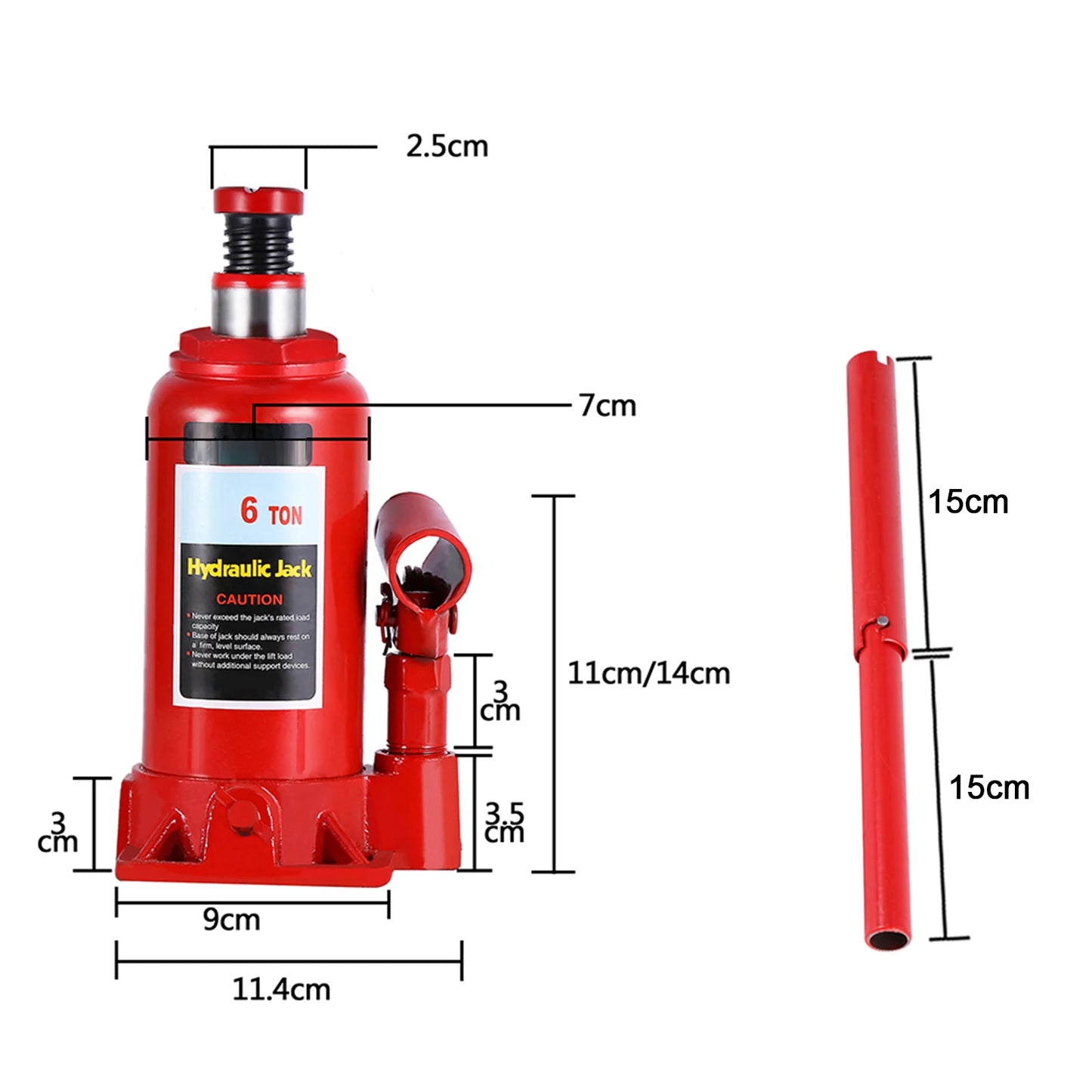 6T Heavy Duty Hydraulic Bottle Jack Lifting Car Van Caravan Vehicle Automotive Lift for Car Pickup Truck RV Repair Tools