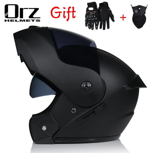ORZ-161 Modular Filp up Motorcycle Helmet Full Face Racing Helmet Dual Visors DOT Approved motosiklet kaskı