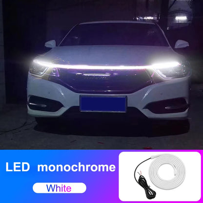2M 12V Car Hood Daytime Running Light Strip Waterproof Flexible LED Auto Decorative Atmosphere Lamp Ambient Backlight Universal