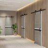 32" x 84" Melamine Integrated Door Slab + 6.6FT Sliding Track Kit + Adjustable Floor Guider + Pull Handle, Modern Interior Door