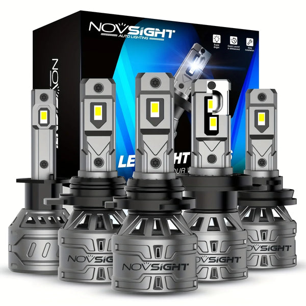 NOVSIGHT N61 Series Car Headlight Bulbs 9005 9006 9012 H1 H11 H3 H4 H7 13000LM 60W 6500K Built-in Fan Design
