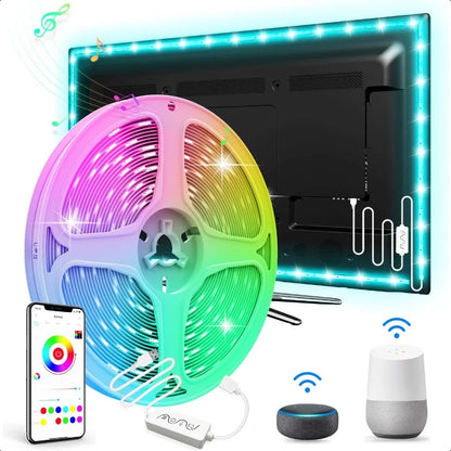 16.4ft Smart LED Strip Lights WiFi LED Lights Strip Work with Alexa and Google Assistant RGB 16 Million Colors with App Control