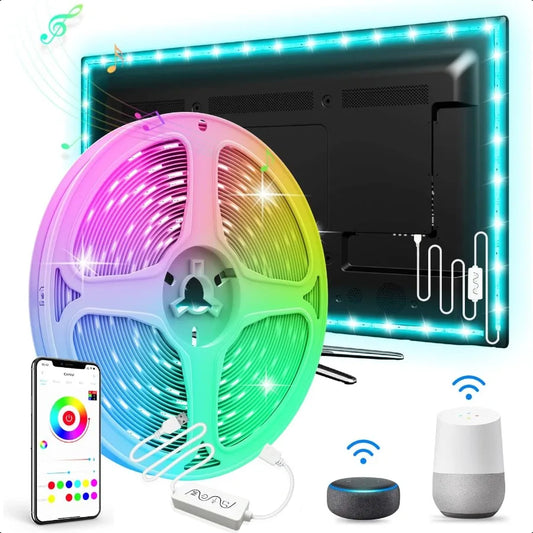16.4ft Smart LED Strip Lights WiFi LED Lights Strip Work with Alexa and Google Assistant RGB 16 Million Colors with App Control