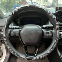 3PCS Laser Carbon Fiber Silicone Car Round Steering Wheel Cover Fiber Leather Wheel Booster Auto Cover Non-Slip Universal parts
