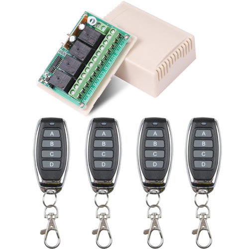 433Mhz DC 12V 20A 4CH Relay Module Receiver EV1527 Wireless Remote Control Switch 433Mhz for DC Motor DIY