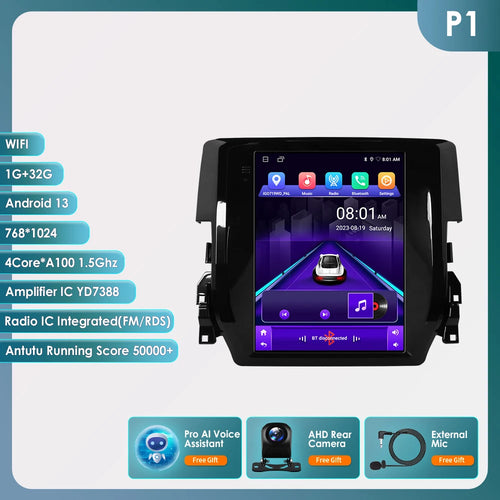 9.7" 7862 Android 13 Car radio for Honda Civic 2015-2020 tesla Style Multimedia player Carplay GPS navi Stereo 4G SWC Autoradio