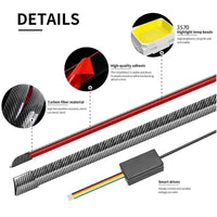 Universal Trunk Spoiler Wing Kit with Light, Carbon Fiber Accessories for Cars Driving Brake Turn Signal Running Trim Lamp 51in