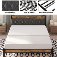 ANCTOR Twin/TwinXL/Full/Queen/King/CaliforniaKing Bed Frames, Storage Headboard with Outlets, No Noise, No Box Springs Needed
