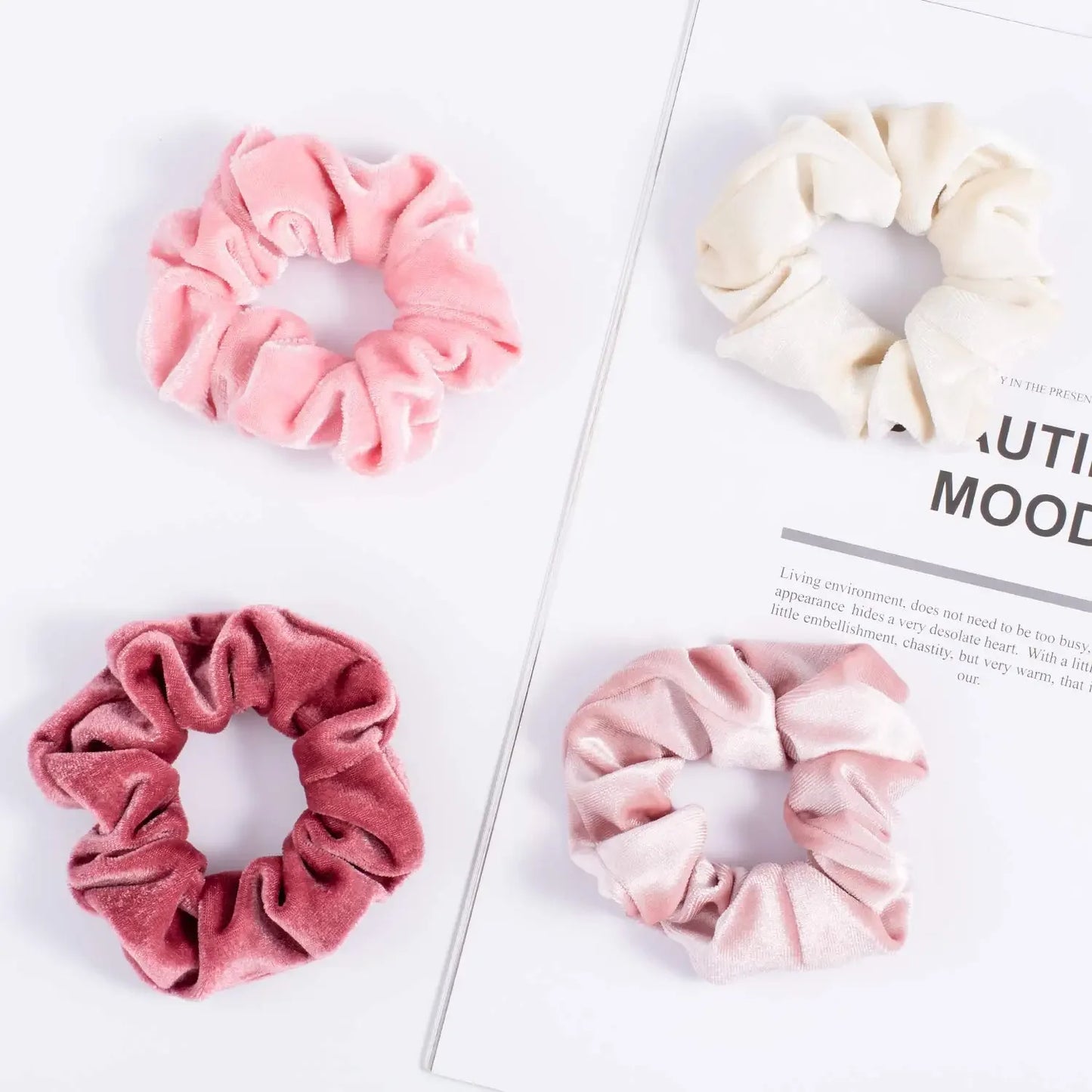 12Pcs Blush Theme Scrunchies Velvet Elastics for Women Pink Bobbles Soft Lovers Scrunchy Classic Thick Hair Ties Gifts for Girls