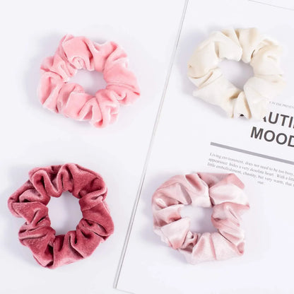 12Pcs Blush Theme Scrunchies Velvet Elastics for Women Pink Bobbles Soft Lovers Scrunchy Classic Thick Hair Ties Gifts for Girls