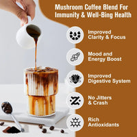 Mushroom Coffee 10 Mushroom Extract - Lion's Mane, Cordyceps, Reishi, Turkey Tail, Chaga, Maitake for energy and immune support