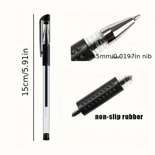 48pcs Gel Pens with Transparent Barrel, 0.5mm Smooth Writing for Office & School, Includes 6 Black Pens +42 Refills