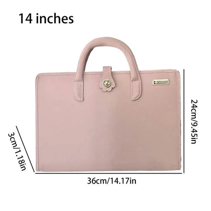 PU Laptop Sleeve Pink PU Leather Laptop Bag With Handle Waterproof Notebook Carrying Case Computer Accessory For Work Travel