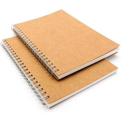Blank Spiral Notebook, 3-Pack, Soft Cover, Sketch book, 100 Pages / 50 Sheets, 7.5 inch x 5.1 inch, 100GSM, (Brown)