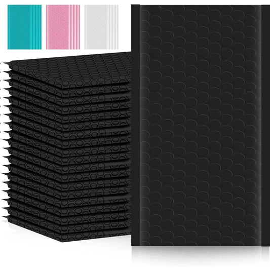 SPACE SEAL® Black Bubble Mailer 3.25x8 IN (Usable Size) - 25 Pcs - Water Resistant Shipping & Mailing Envelopes for Safe & Secur