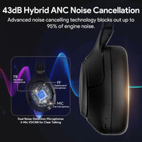 QCY H3 ANC Wireless Headphones 43dB Hybrid Active Noise Cancellation Headset Bluetooth 5.4 Hi-Res Audio Earphones 60H Playtime EzBuyCo