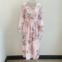 Women floral Chiffon Flower Dress trends new in Ladies Elegant V Neck short Sleeve korean style Summer Dress Female Clothes