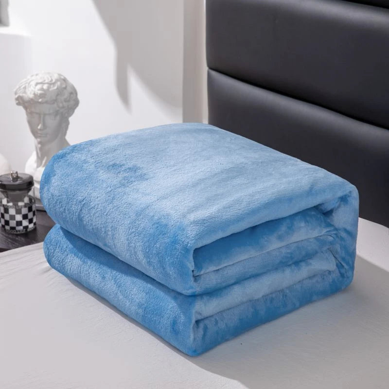 Flannel Nap Blankets Soft Plaid for Home Sofa 200x230 Plush Bedsheet Solid Color Summer Blanket Single Size