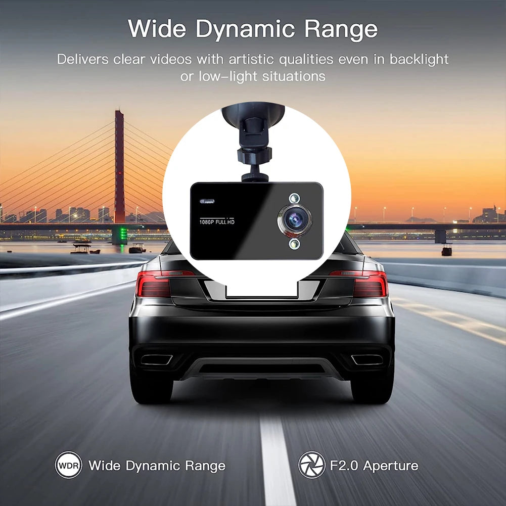 1080P Full HD Car Video Camera 2.7 Inch Car Camcorder Night Vision 140° View Angle Dashcam DVR Driver Recorder Parking Monitor