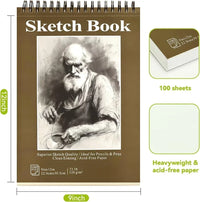 Sketchbook - 9"x12" spiral bound drawing board, 1 pack of 100 sheets, acid-free paper - perfect for kids sketchbook drawing