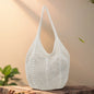 Women Hollow Summer Bag Solid Color Aesthetic Hobo Bag Large Capacity Knitted Tote Handbag Ladies Daily Handbag
