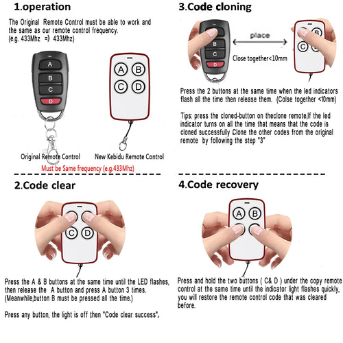 10/5pcs Wireless RF 433mhz Remote Control Copy Code Garage Door Gate Duplicator 433 Mhz Key Remote Opener