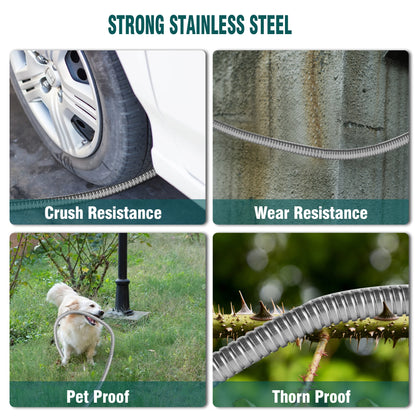 100/50/25FT Stainless Steel Garden Water Hose Mutifunctional Household Car Washing Yard Water Sprayer Pipe Tube Nozzle Sprinkle