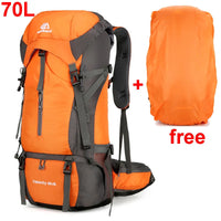 70L Nylon Camping Backpack Travel Bag With Rain Cover Outdoor Hiking Daypack Mountaineering Backpack Men Shoulder Bags Luggage
