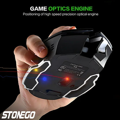 STONEGO 2.4G Wireless Bluetooth Mouse USB Computer Game Mouse with Receiver LED Colorful Changing Optical Silent Ergonomic