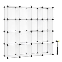 SONGMICS Cube Storage Organizer, Set of 16 Plastic Cubes, Book Shelf, Closet Organizers and Storage, Room Organization, Bedroom