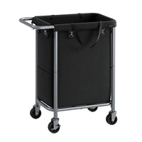 SONGMICS Laundry Basket With Wheels, Rolling Laundry Hamper, 23.8 Gallons (90L), Removable Liner, Steel Frame With Handle, Bl
