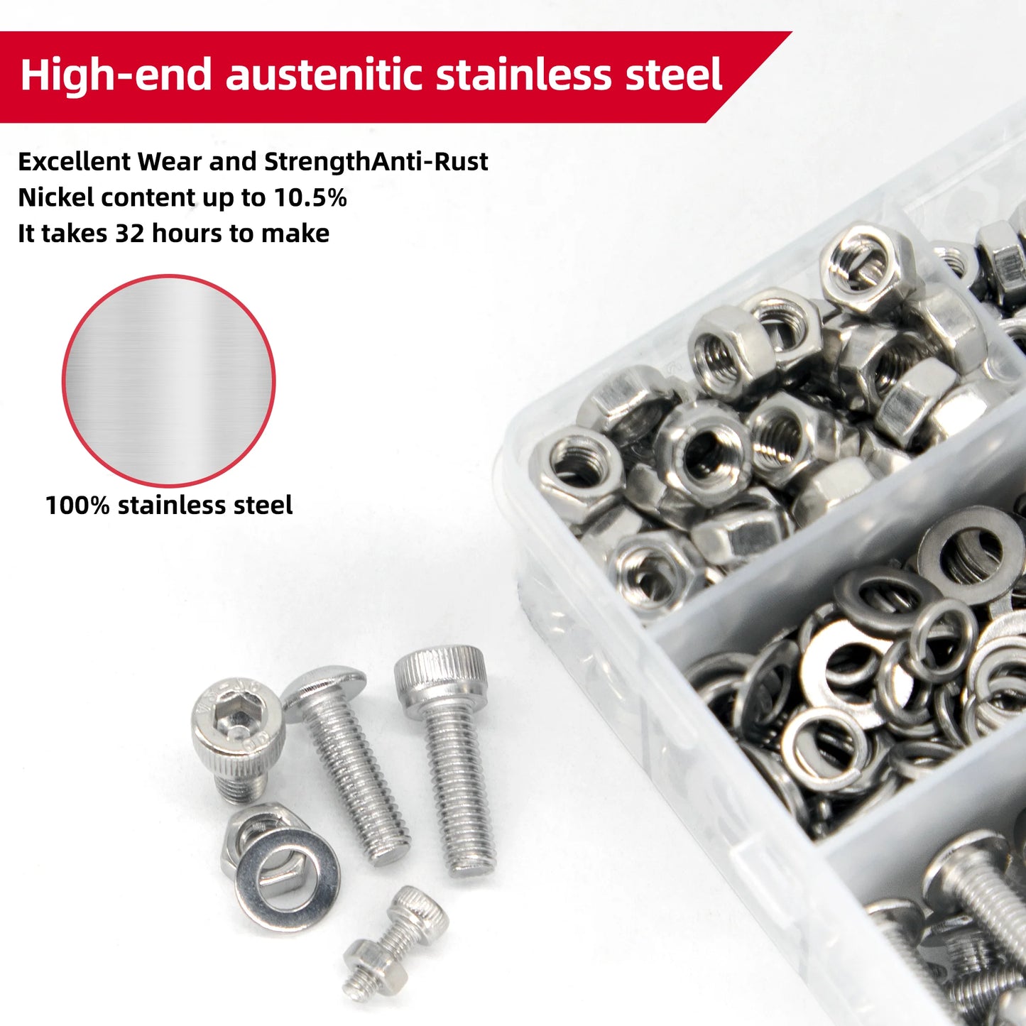 1080PCS Nuts and Bolts Assortment Kit - M3 M4 M5 M6 Screw Set - Button Head & Socket Head Metric Screws - 304 Stainless Steel