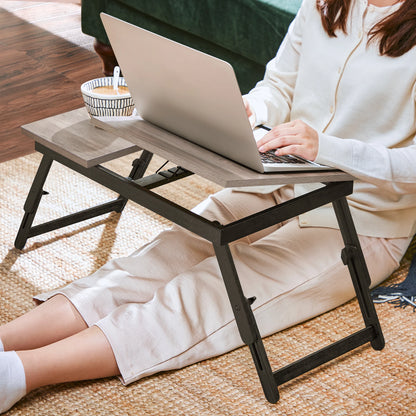 SONGMICS Laptop Desk for Bed or Sofa with Tilting Top, Breakfast Serving Tray with Folding Legs, Fits up to 15.6 Inches Screen