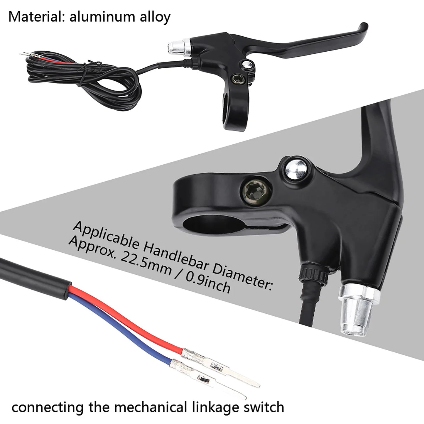 1 Pair Bicycle Lever Set Durable 2 Wires Left & Right E bike Bicycle Electric Brake Lever Replacement Parts