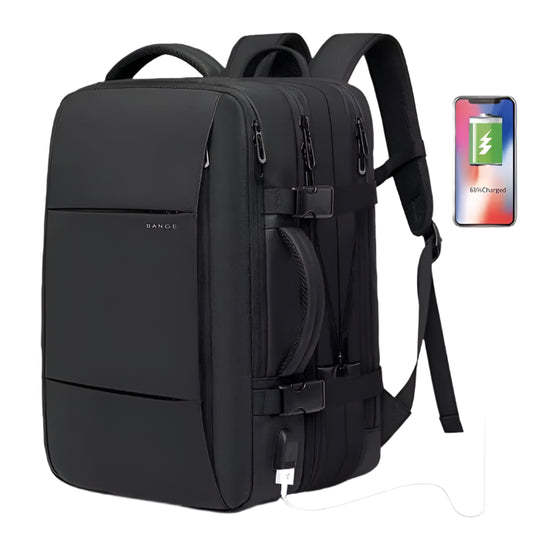 BANGE Travel Backpack Men Business Backpack School Expandable USB Bag Large Capacity 17.3 Laptop Waterproof Fashion Backpack