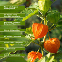 Organic Ashwagandha Capsules 1950mg - with Black Pepper, Helps Relaxation, Mood, Energy, Immunity, Antioxidant, Gluten Free