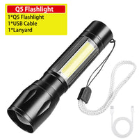 Rechargeable Super Bright Flashlight 7Modes High Lumens Tactical Flashlight Zoomable LED torch With COB Side Light and Display