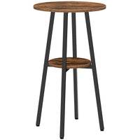 Bar Table, Round Pub Table, 2-Tier Bistro Table with Storage, 37.4" High Top Table for Small Spaces, Cocktail Table