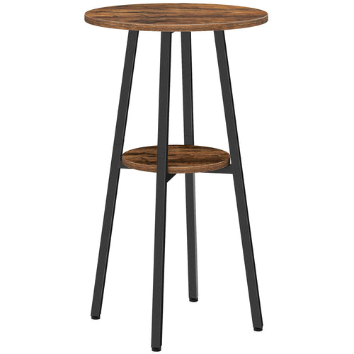 Bar Table, Round Pub Table, 2-Tier Bistro Table with Storage, 37.4" High Top Table for Small Spaces, Cocktail Table