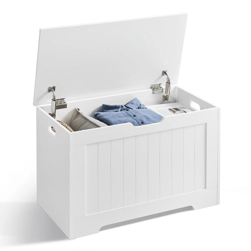 VASAGLE Storage Chest, 29.9 Inches Width Storage Bench, Entryway Bench with 2 Safety Hinges, Shoe Bench, Farmhouse Style