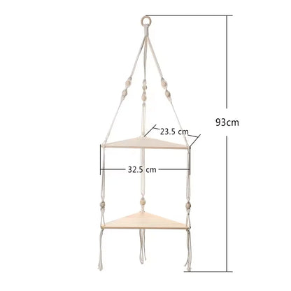 1/2/3-tier Floating Wall Shelf Wood Triangle Corner Display Stand Boho Home Decoration Living Room Bedroom Wall Hanging Decor