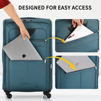 Softside Luggage Expandable 3 Piece Set Suitcase Upright Spinner Softshell Lightweight Luggage Travel Set