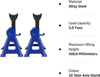 2x 3 Ton Tonne Axle Stand Steel Adjustable Axle Jack Holding Stands for Car Van Lifting Tool Emergency,Adjustable Range-29-43cm