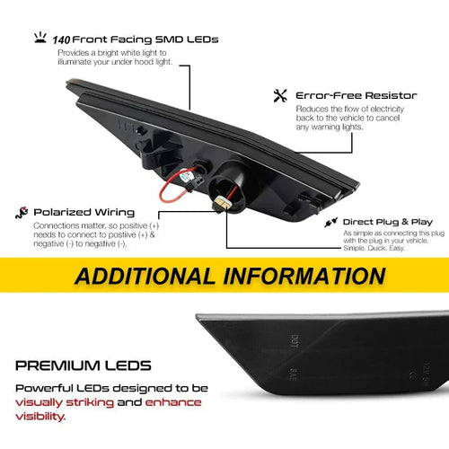 2Pcs For 10th Gen Honda Civic MK10 2016-2021 LED Amber Side Marker Indicator Repeater Light Turn Signal Lamp Blinkers White DRL