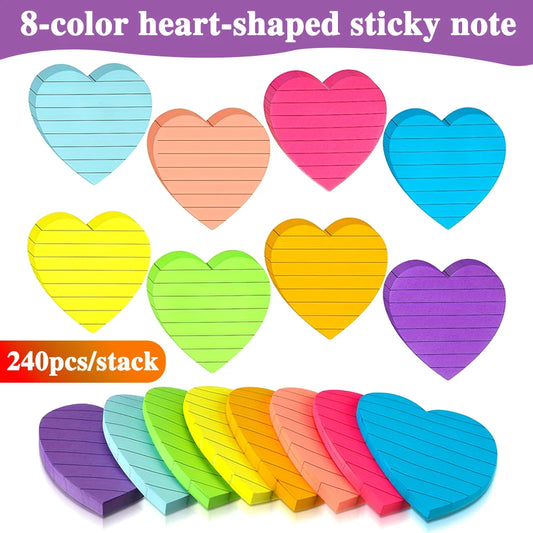 240pcs 8 Colors Sticky Notes 76x76mm Paper Memo Stickers Self-Sticky Message Note Pads Creative Stationery Student Rewards